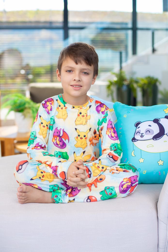Manga Longa Tradicional infantil  pokémon - pandite pijamas