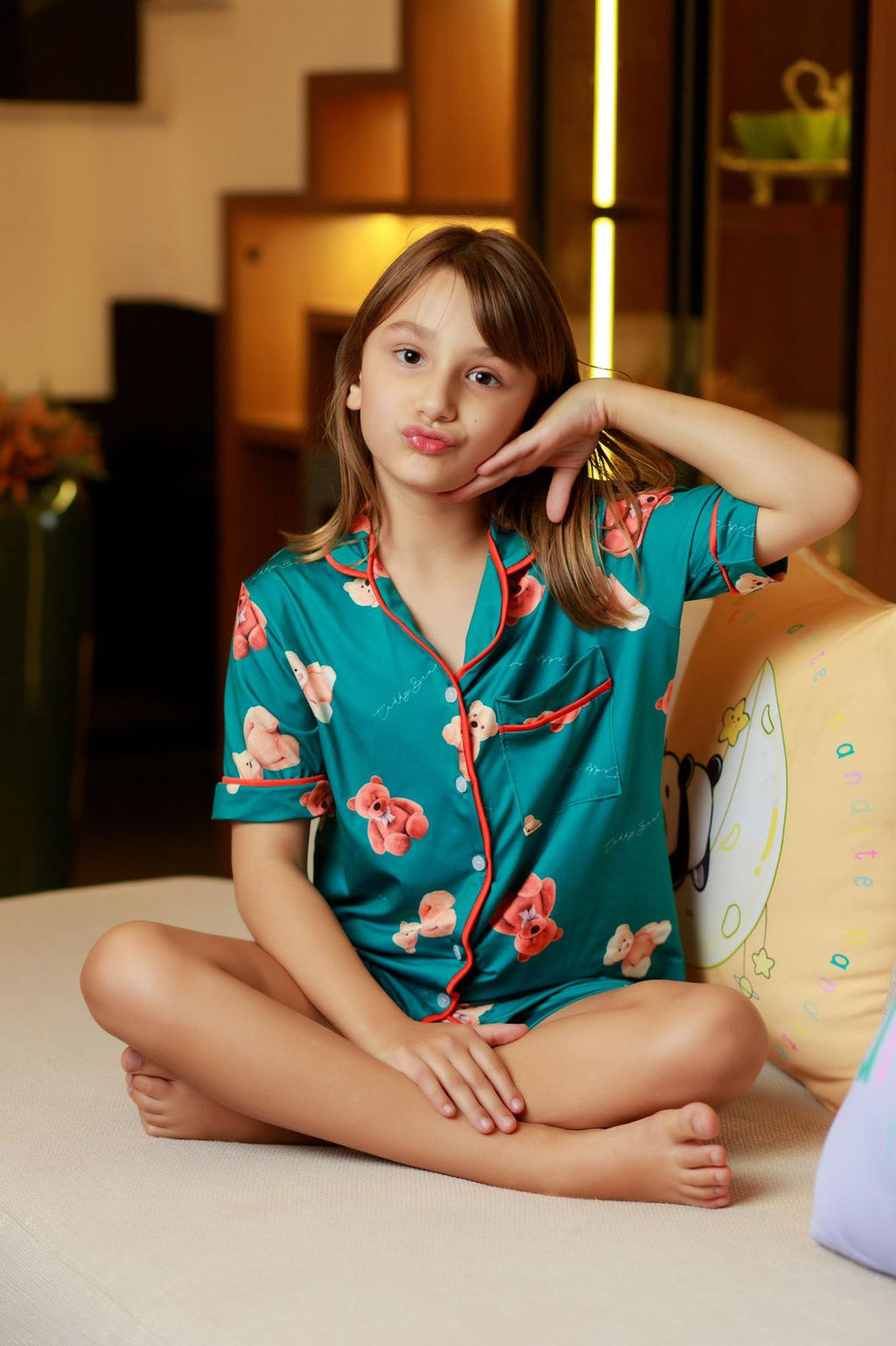 Americano Short Infantil ursinho verde - Pandite pijamas