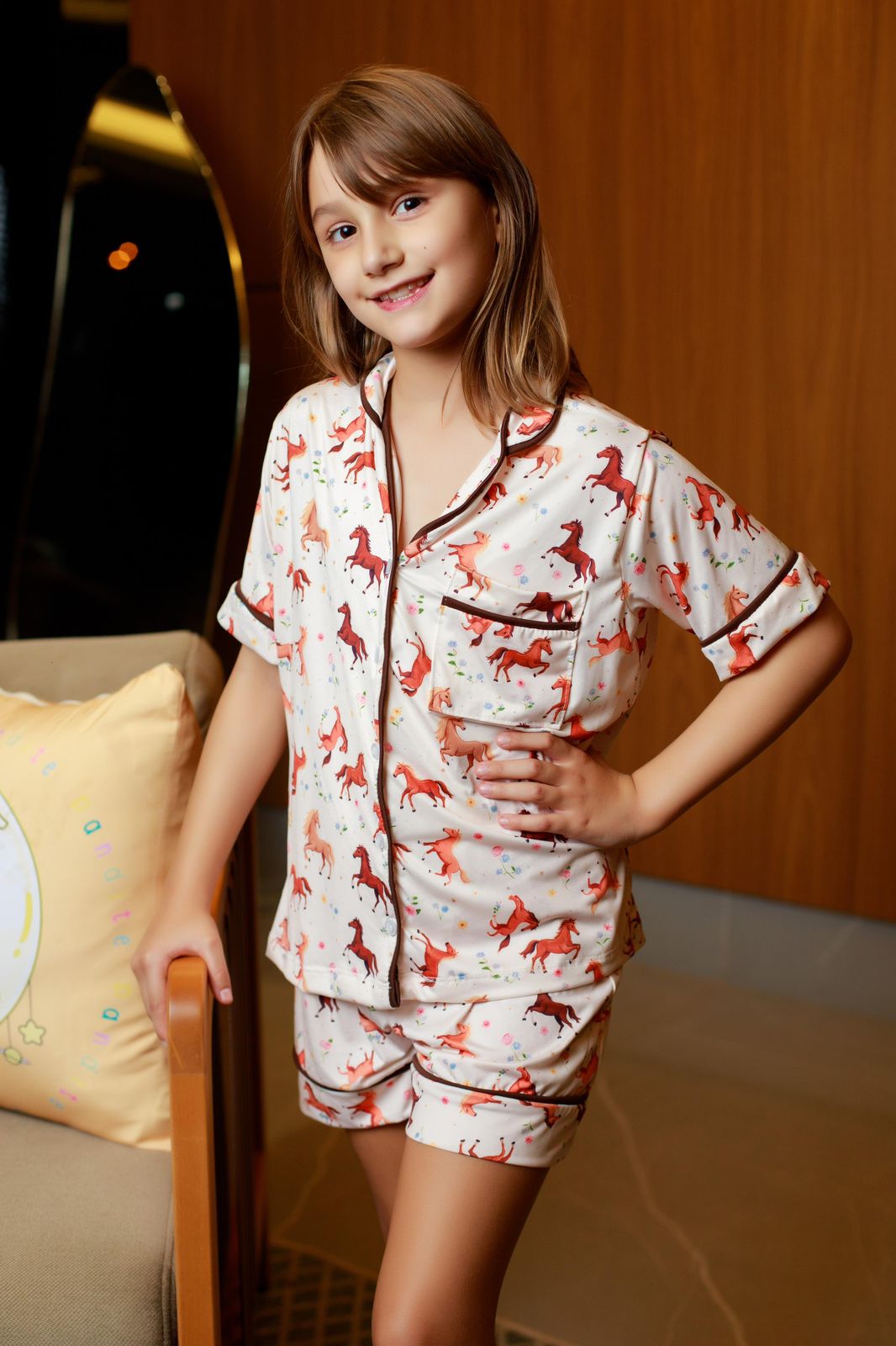 Americano Short Infantil  cavalo selvagem - Pandite pijamas