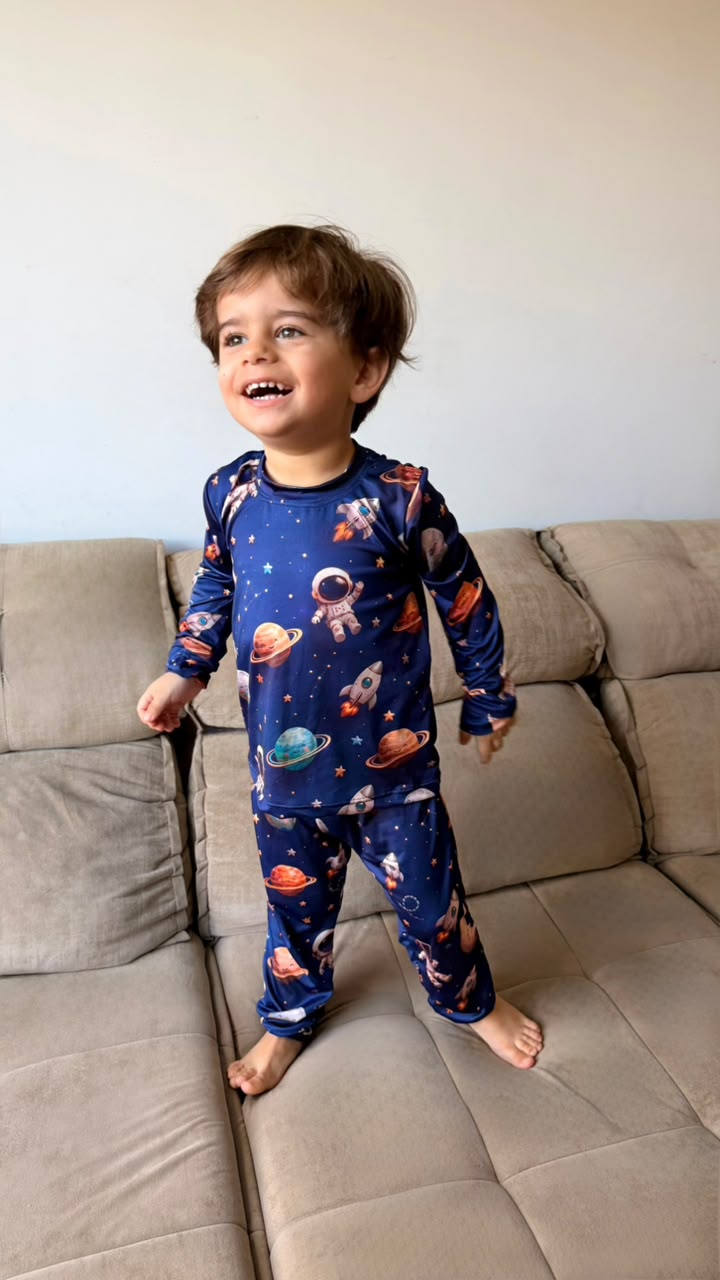 infantil masculino calça astronauta - pandite pijamas