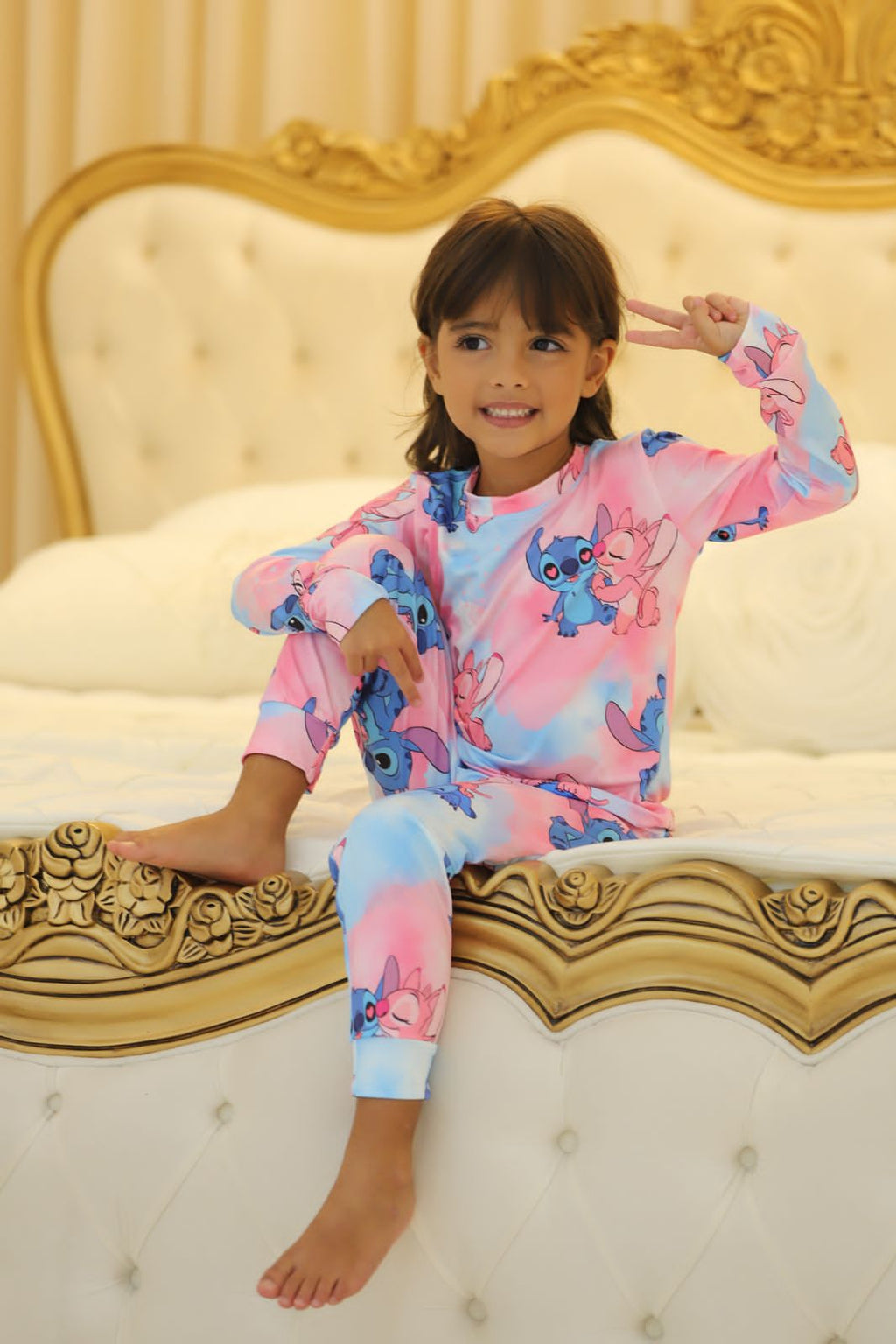 Manga Longa Tradicional infantil stitch tie dye  - pandite pijamas
