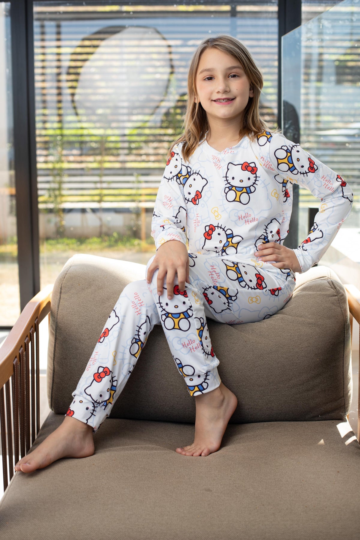 Manga Longa Tradicional infantil  hello kitty branca - pandite pijamas