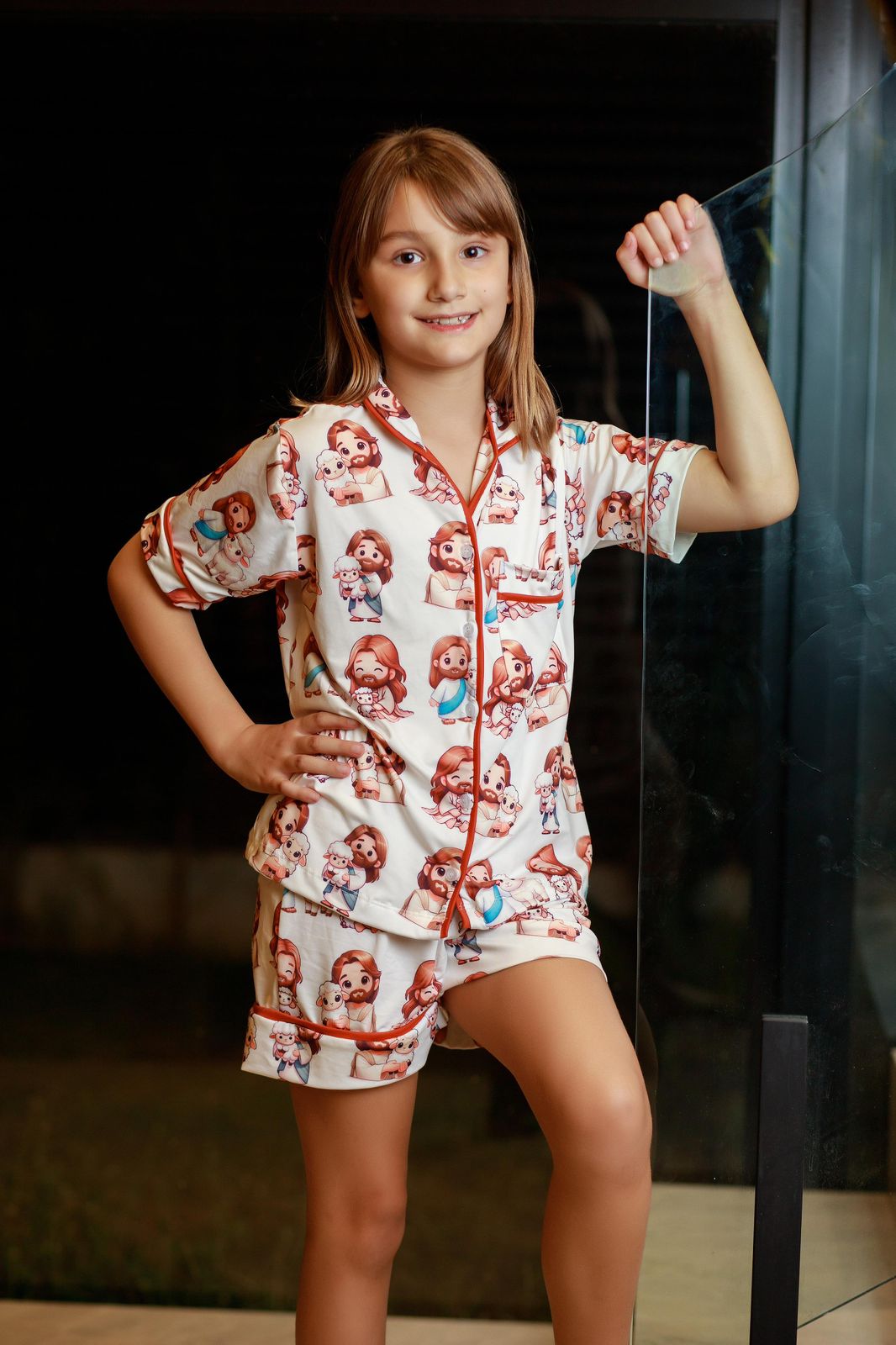 Americano Short Infantil Jesus e ovelhinha - Pandite pijamas