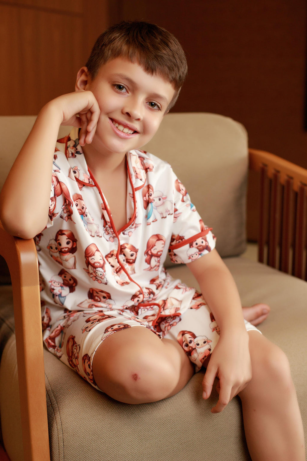 Americano Short Infantil  jesus e ovelhinha - Pandite pijamas