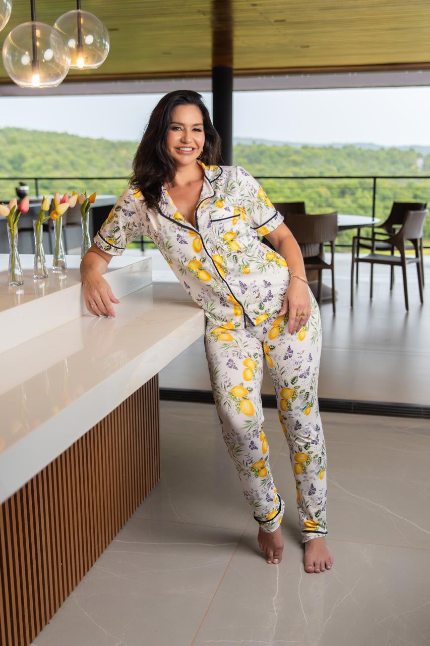 Americano calça com Manga Curta limões - pandite pijamas